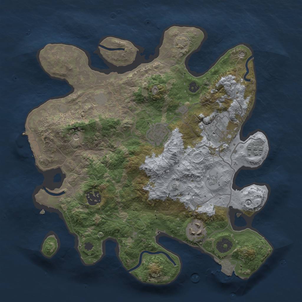 Rust Map: Procedural Map, Size: 3000, Seed: 11996653, 12 Monuments