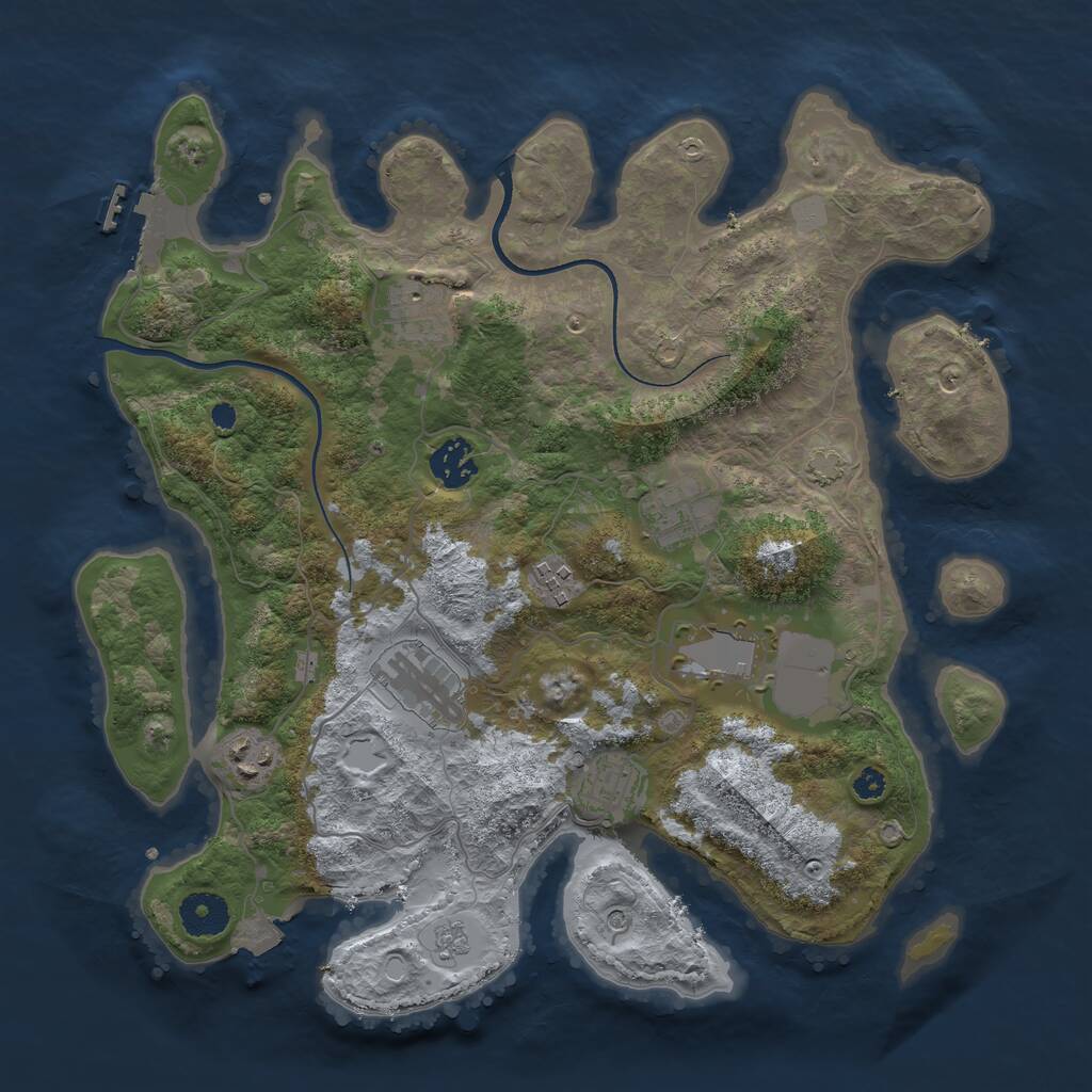 Rust Map: Procedural Map, Size: 3500, Seed: 432987, 13 Monuments