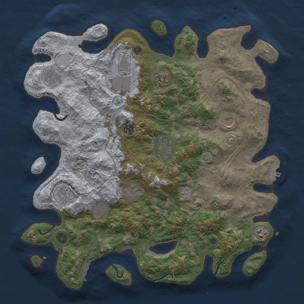 Rust Map: Procedural Map, Size: 4250, Seed: 70737581, 19 Monuments