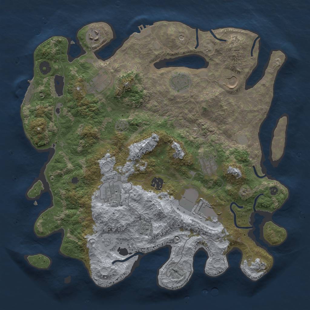 Rust Map: Procedural Map, Size: 3750, Seed: 812777753, 17 Monuments