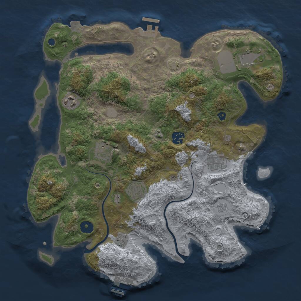Rust Map: Procedural Map, Size: 3500, Seed: 18629, 13 Monuments