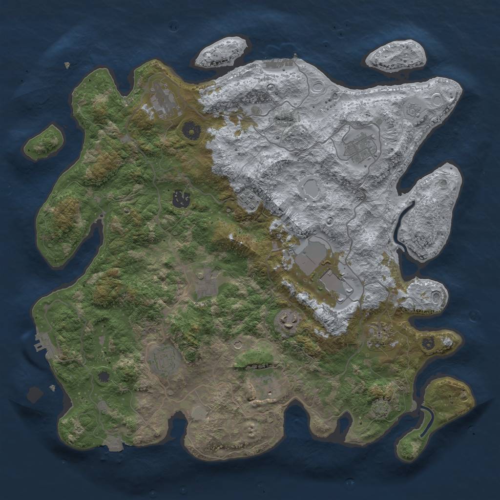 Rust Map: Procedural Map, Size: 4000, Seed: 32852, 18 Monuments