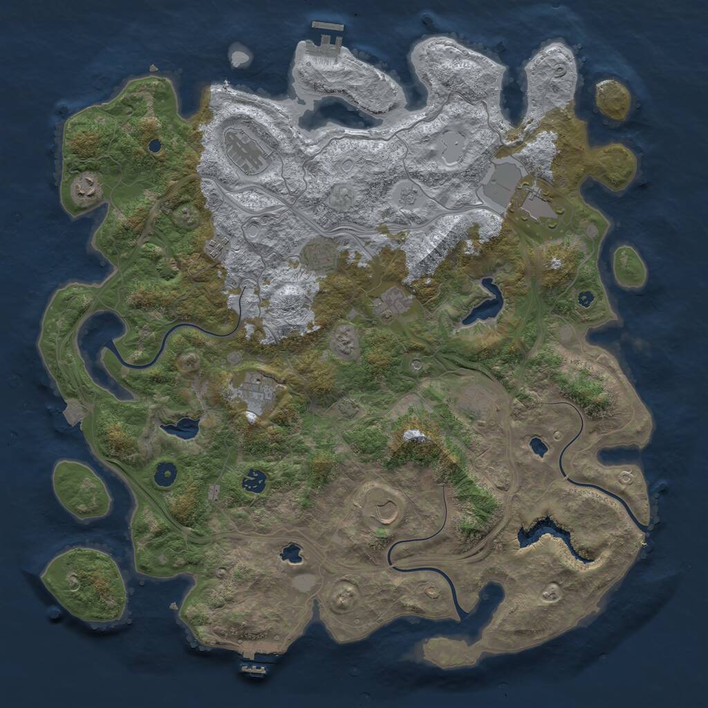 Rust Map: Procedural Map, Size: 4500, Seed: 810123777, 16 Monuments