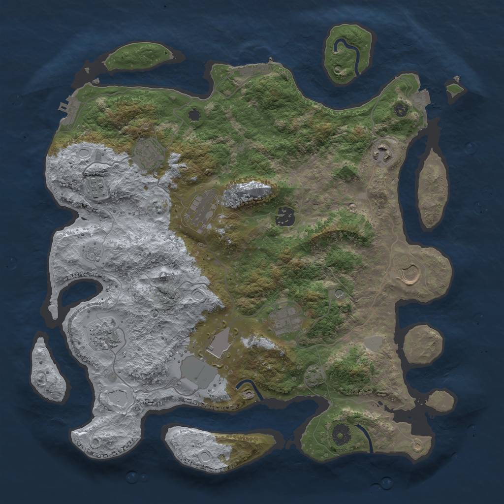 Rust Map: Procedural Map, Size: 3750, Seed: 722810888, 17 Monuments