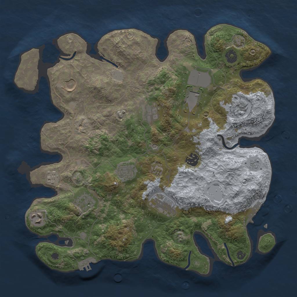 Rust Map: Procedural Map, Size: 3500, Seed: 336743870, 18 Monuments