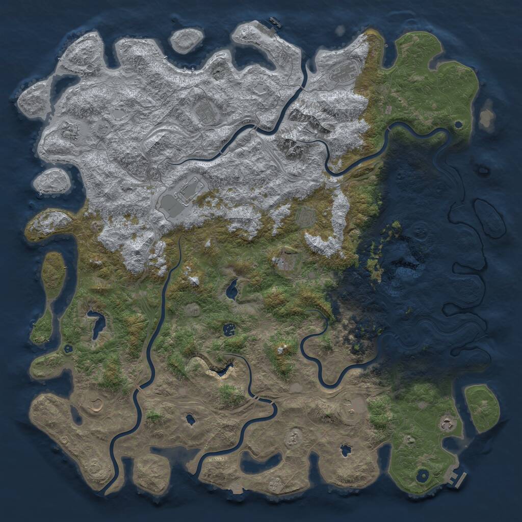 Rust Map: Procedural Map, Size: 6000, Seed: 636363, 17 Monuments