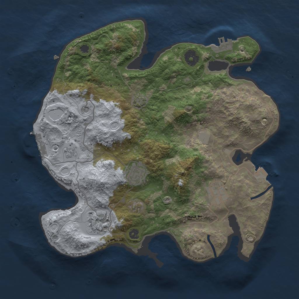 Rust Map: Procedural Map, Size: 3000, Seed: 6128503, 11 Monuments