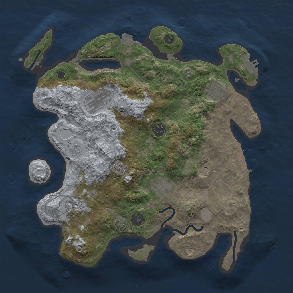 Rust Map: Procedural Map, Size: 3250, Seed: 904026270, 14 Monuments