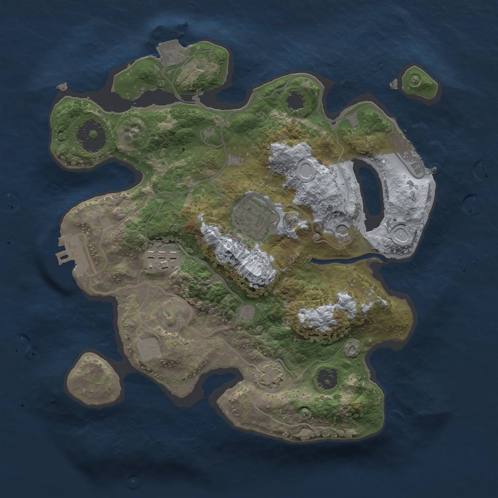 Rust Map: Procedural Map, Size: 2500, Seed: 589491866, 9 Monuments