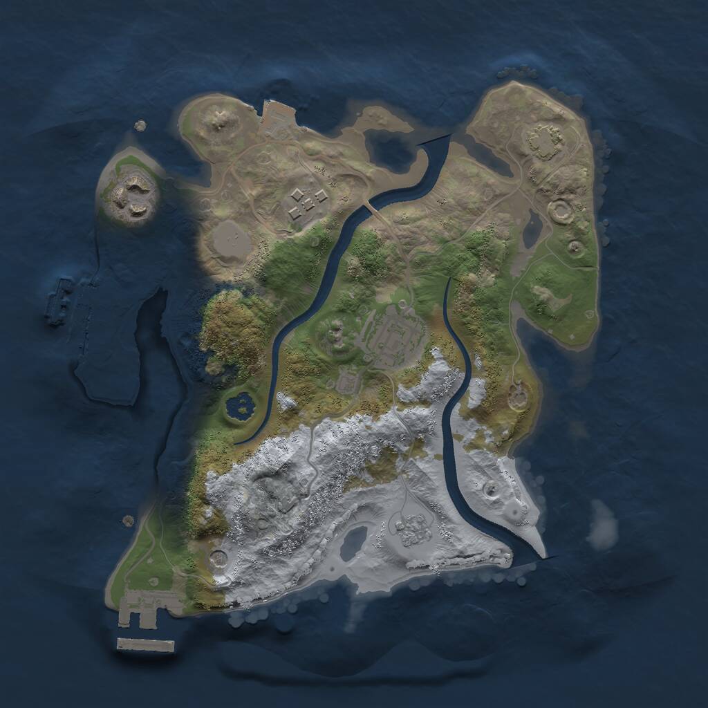 Rust Map: Procedural Map, Size: 2500, Seed: 464161809, 9 Monuments