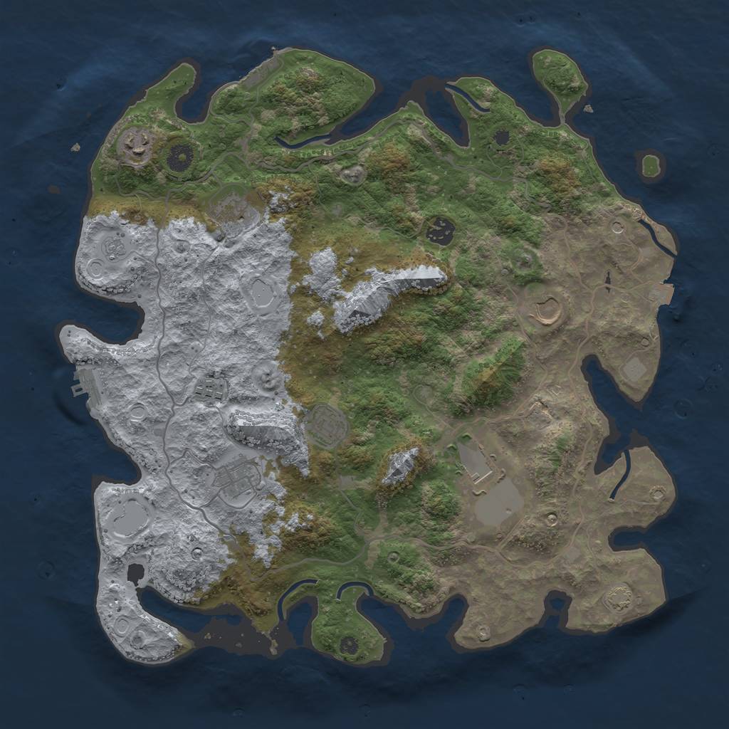 Rust Map: Procedural Map, Size: 4000, Seed: 260514452, 16 Monuments