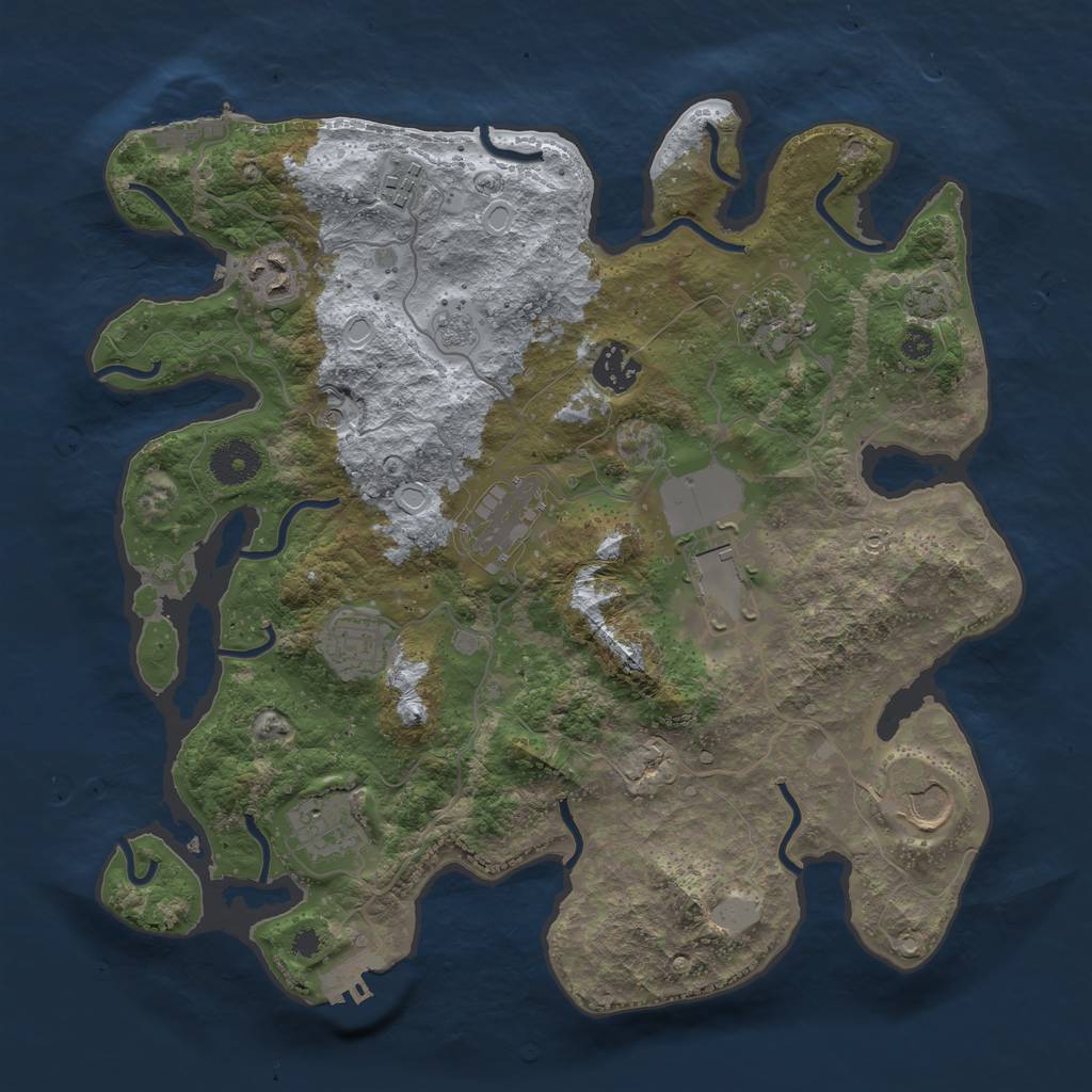 Rust Map: Procedural Map, Size: 3500, Seed: 1722217388, 17 Monuments