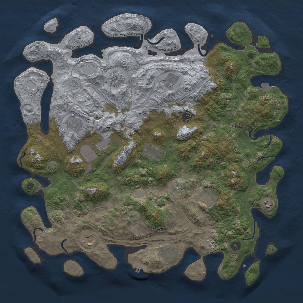 Rust Map: Procedural Map, Size: 4500, Seed: 1042499744, 18 Monuments
