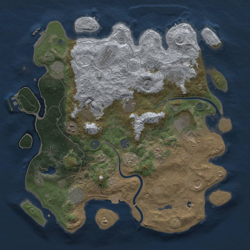 Rust Map: Procedural Map, Size: 4000, Seed: 129070081, 19 Monuments