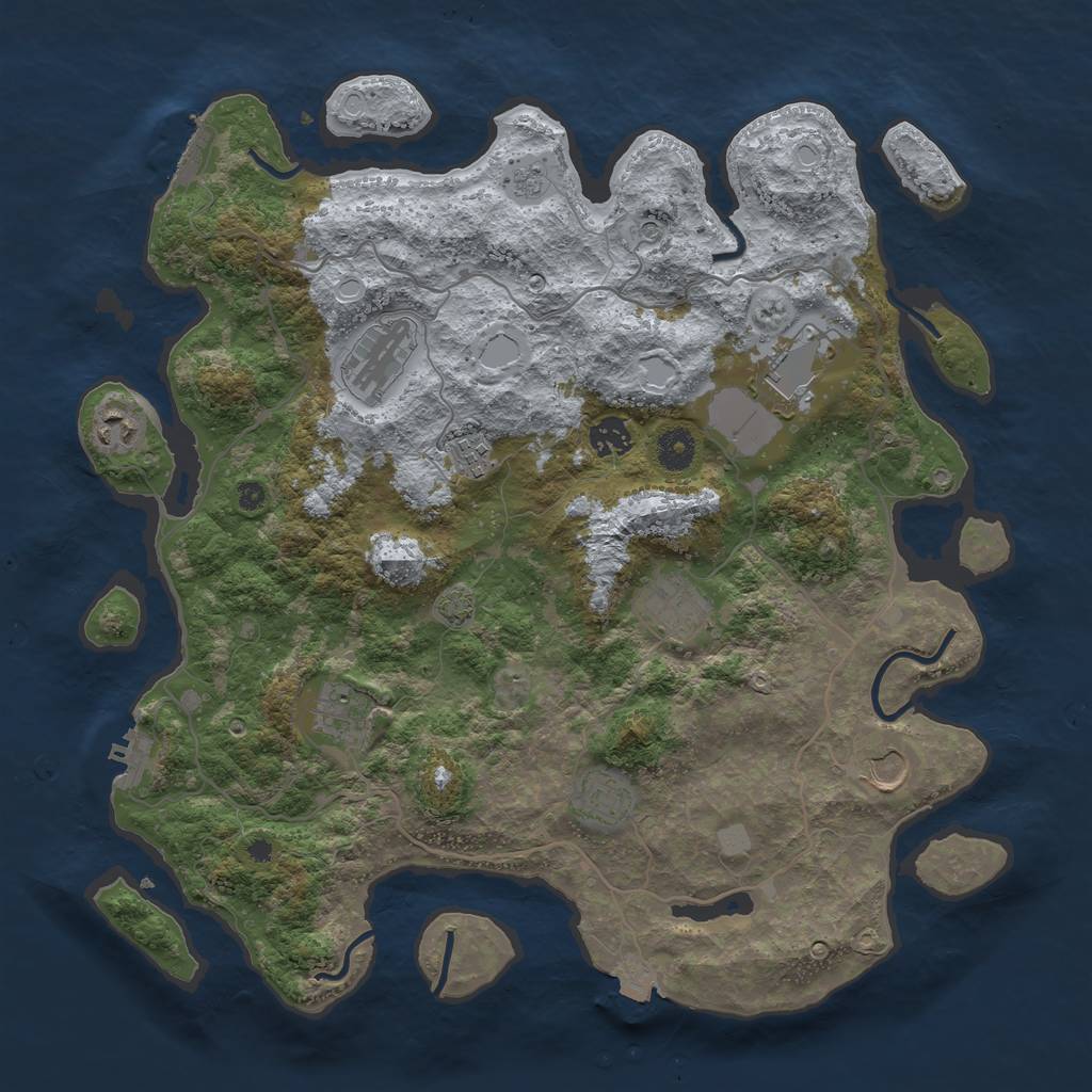 Rust Map: Procedural Map, Size: 4000, Seed: 129070081, 17 Monuments