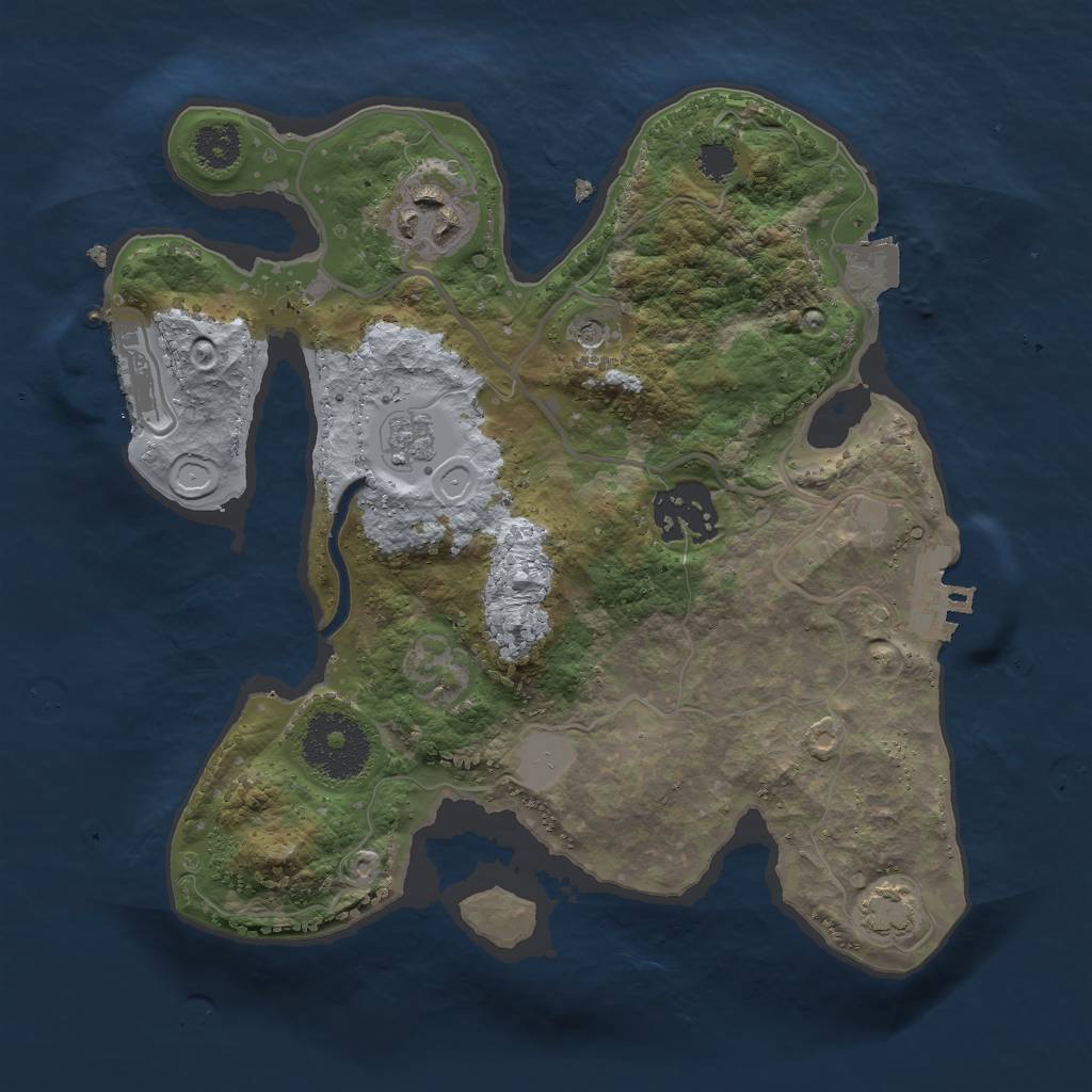 Rust Map: Procedural Map, Size: 2500, Seed: 2039477799, 10 Monuments
