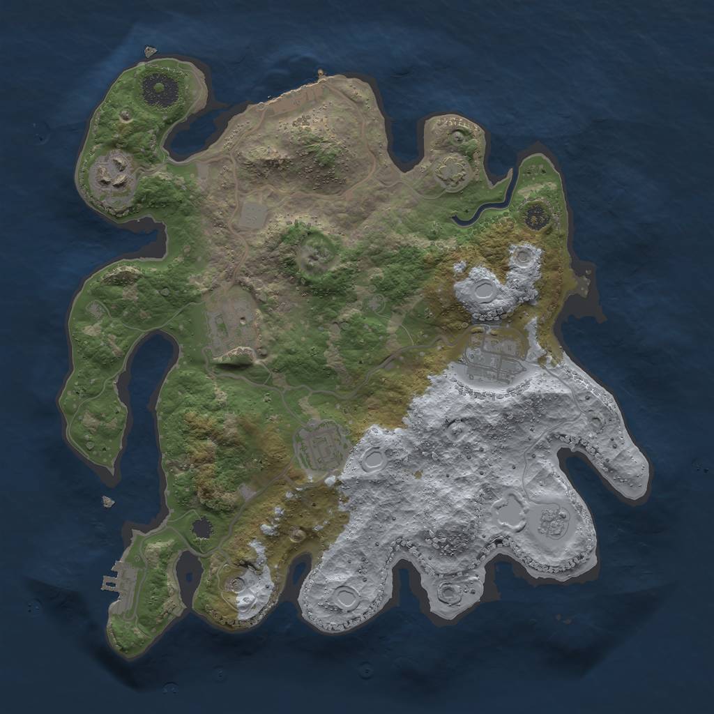 Rust Map: Procedural Map, Size: 3000, Seed: 97135, 12 Monuments