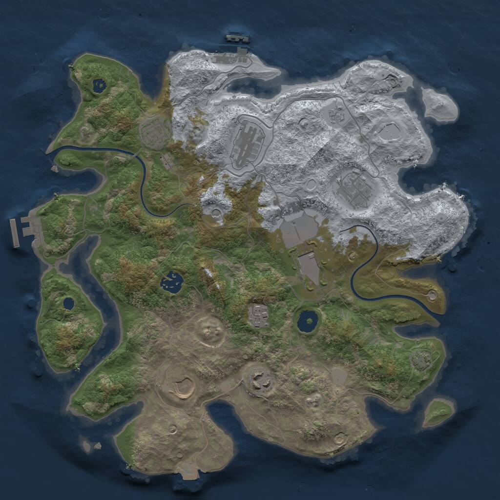 Rust Map: Procedural Map, Size: 3500, Seed: 212590421, 14 Monuments