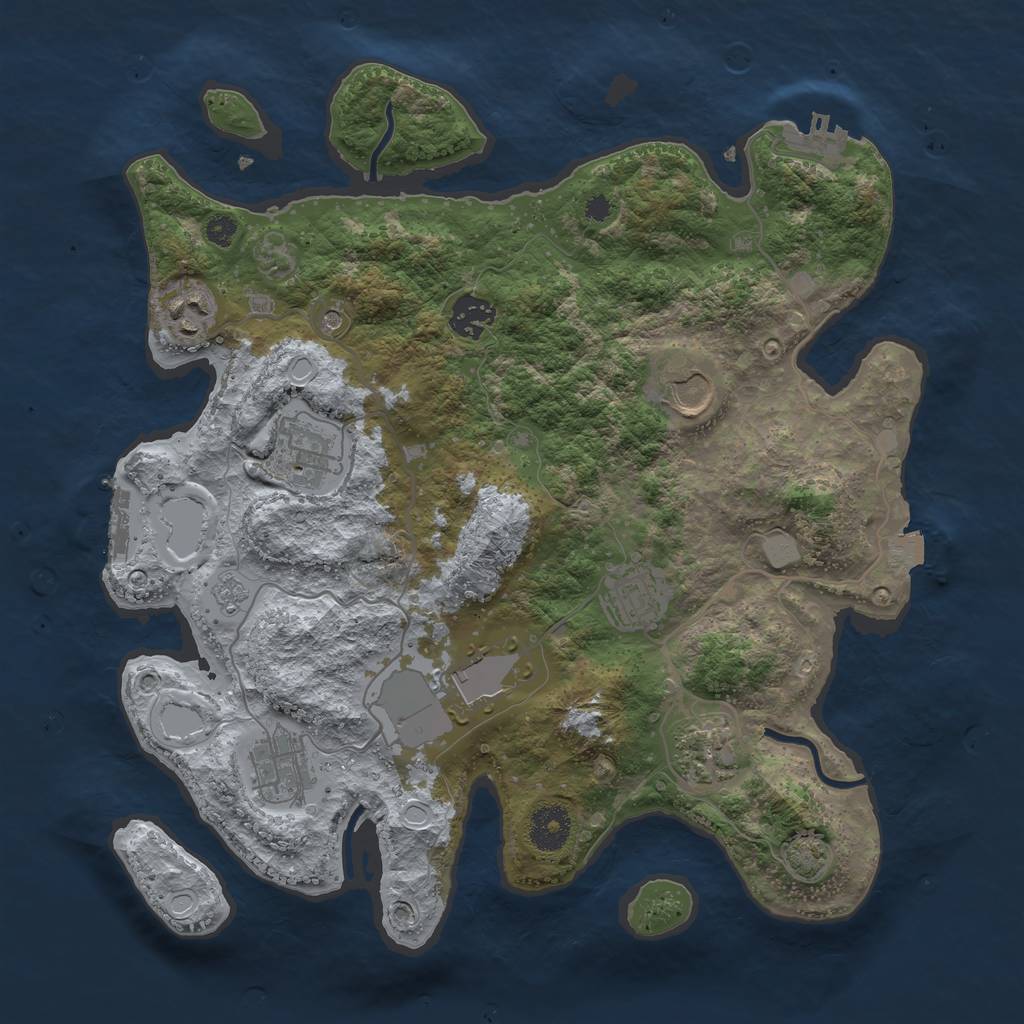 Rust Map: Procedural Map, Size: 3500, Seed: 2907, 16 Monuments
