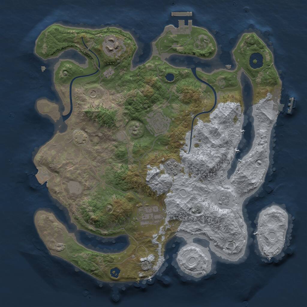 Rust Map: Procedural Map, Size: 3000, Seed: 925012, 10 Monuments