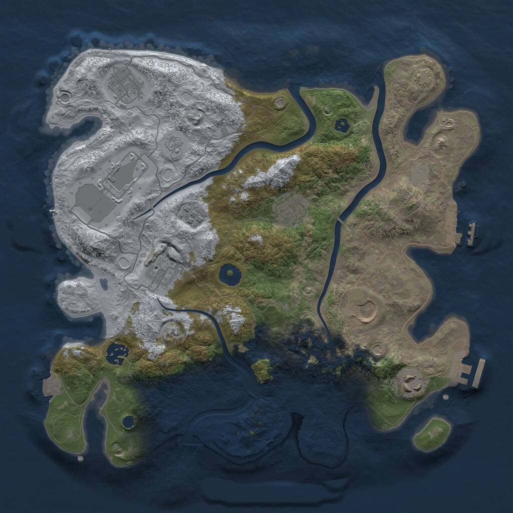 Rust Map: Procedural Map, Size: 3500, Seed: 1290793366, 14 Monuments