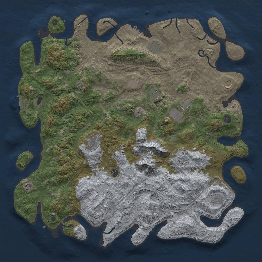 Rust Map: Procedural Map, Size: 5000, Seed: 4421, 19 Monuments
