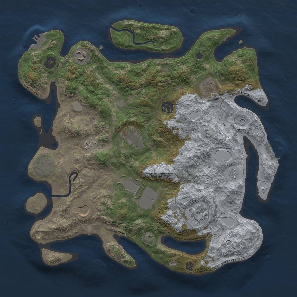 Rust Map: Procedural Map, Size: 3650, Seed: 42551148, 17 Monuments