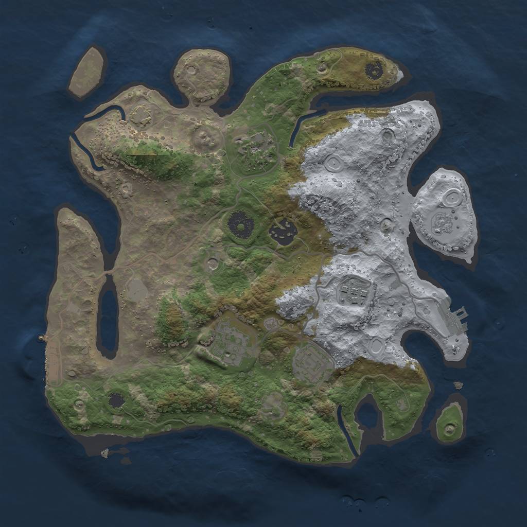 Rust Map: Procedural Map, Size: 3000, Seed: 25877, 13 Monuments