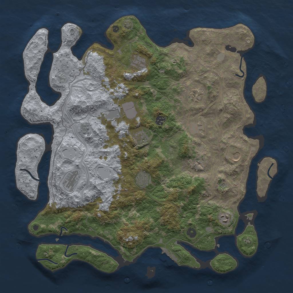 Rust Map: Procedural Map, Size: 4500, Seed: 455745556, 18 Monuments