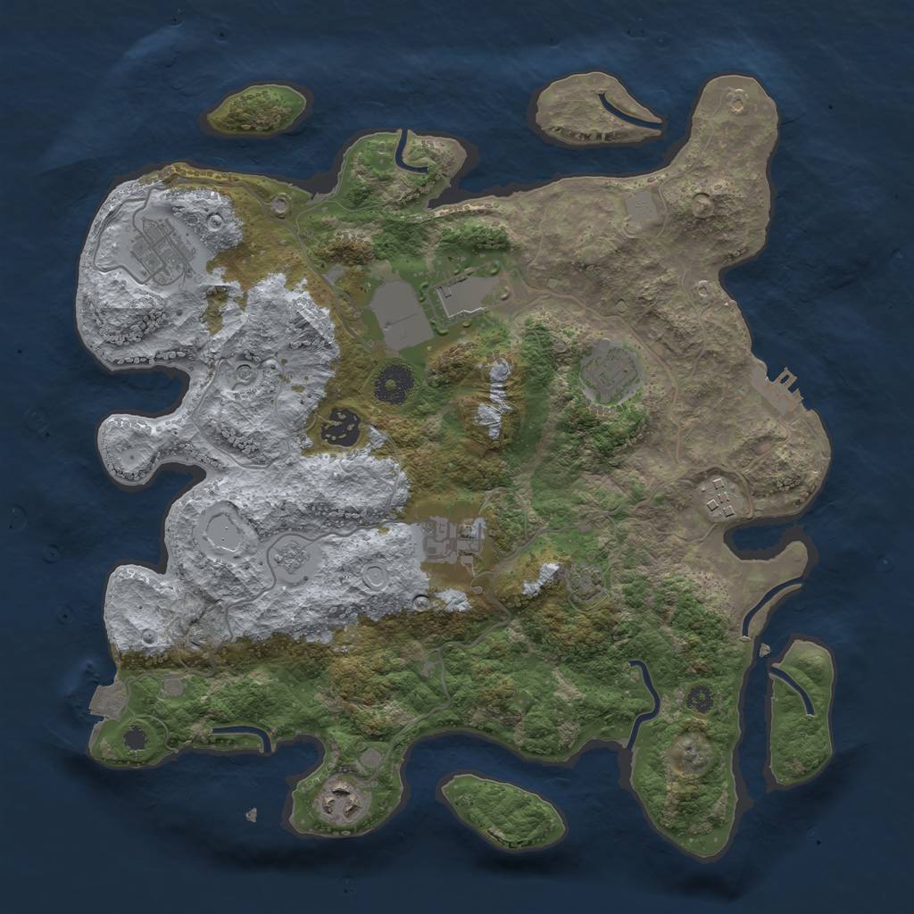 Rust Map: Procedural Map, Size: 3500, Seed: 106477085, 14 Monuments