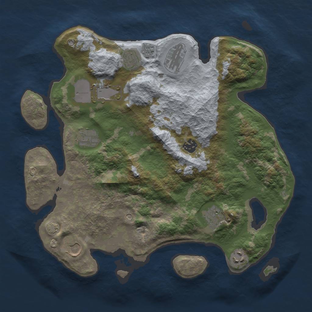 Rust Map: Barren, Size: 3500, Seed: 587, 13 Monuments