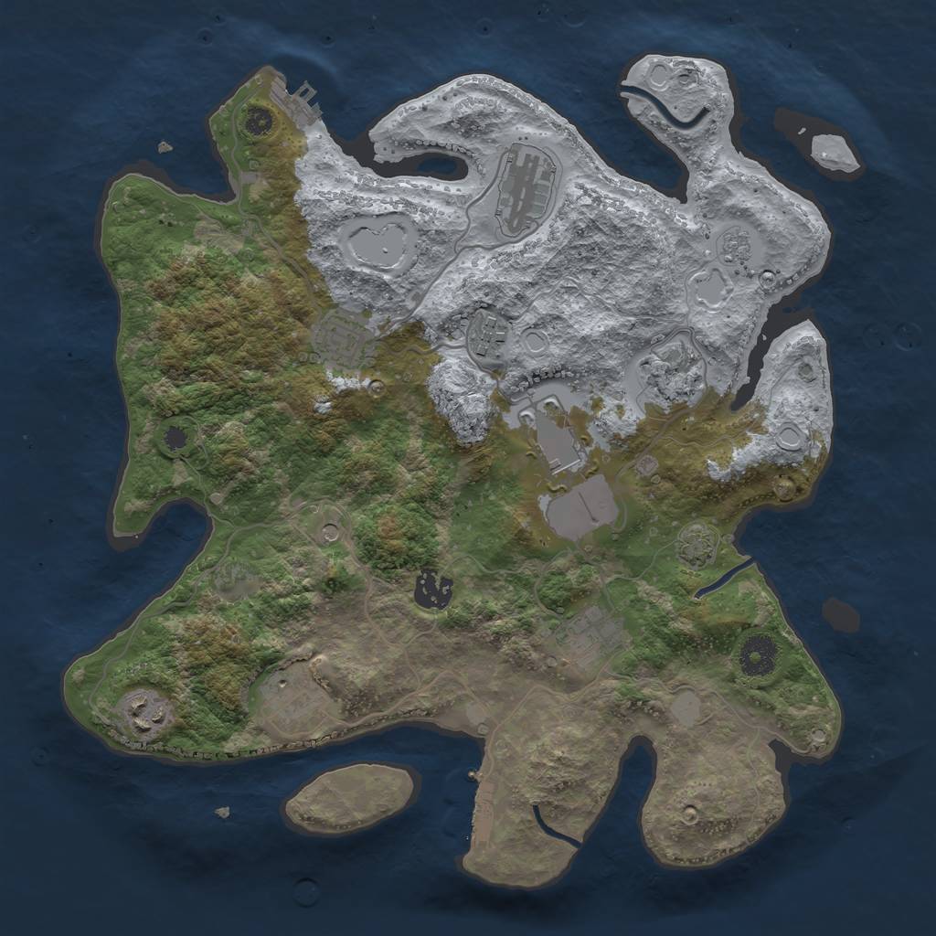 Rust Map: Procedural Map, Size: 3500, Seed: 2023703, 17 Monuments