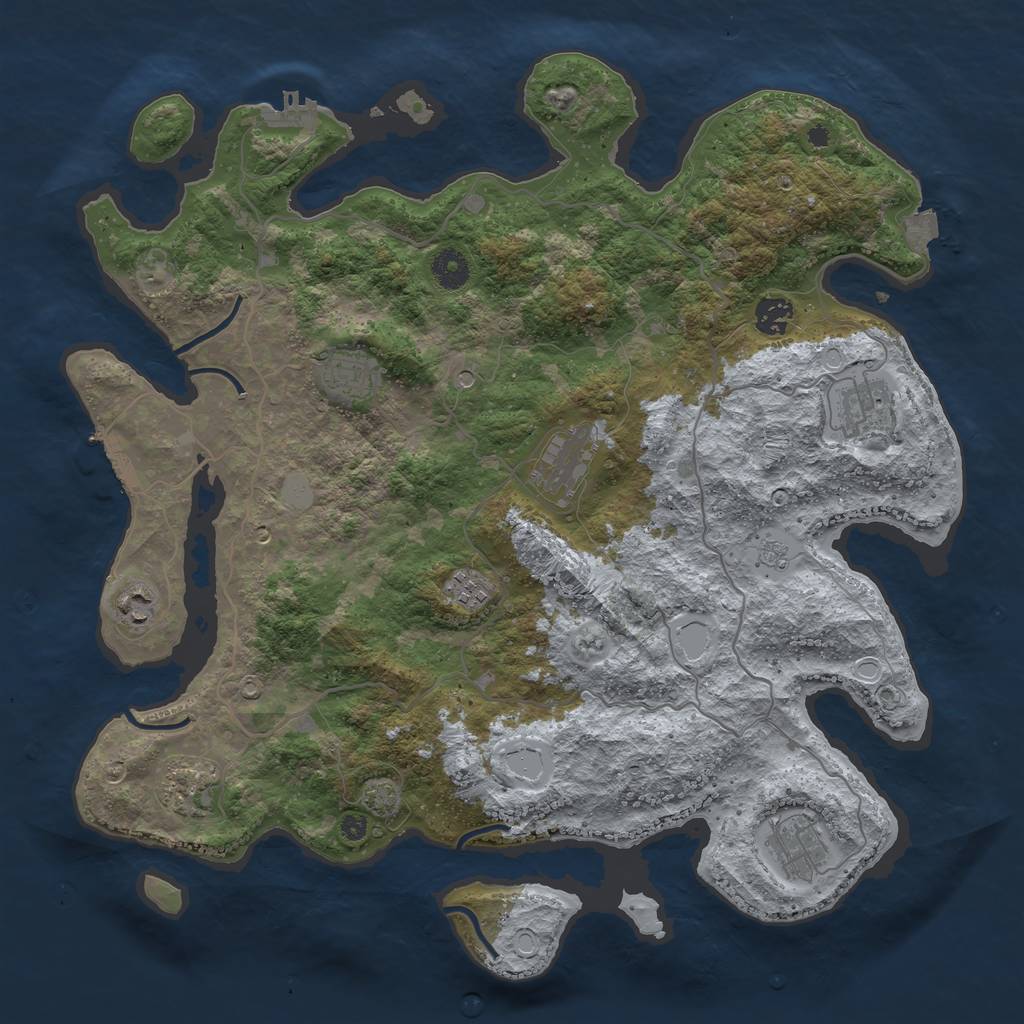 Rust Map: Procedural Map, Size: 4000, Seed: 1905011643, 16 Monuments