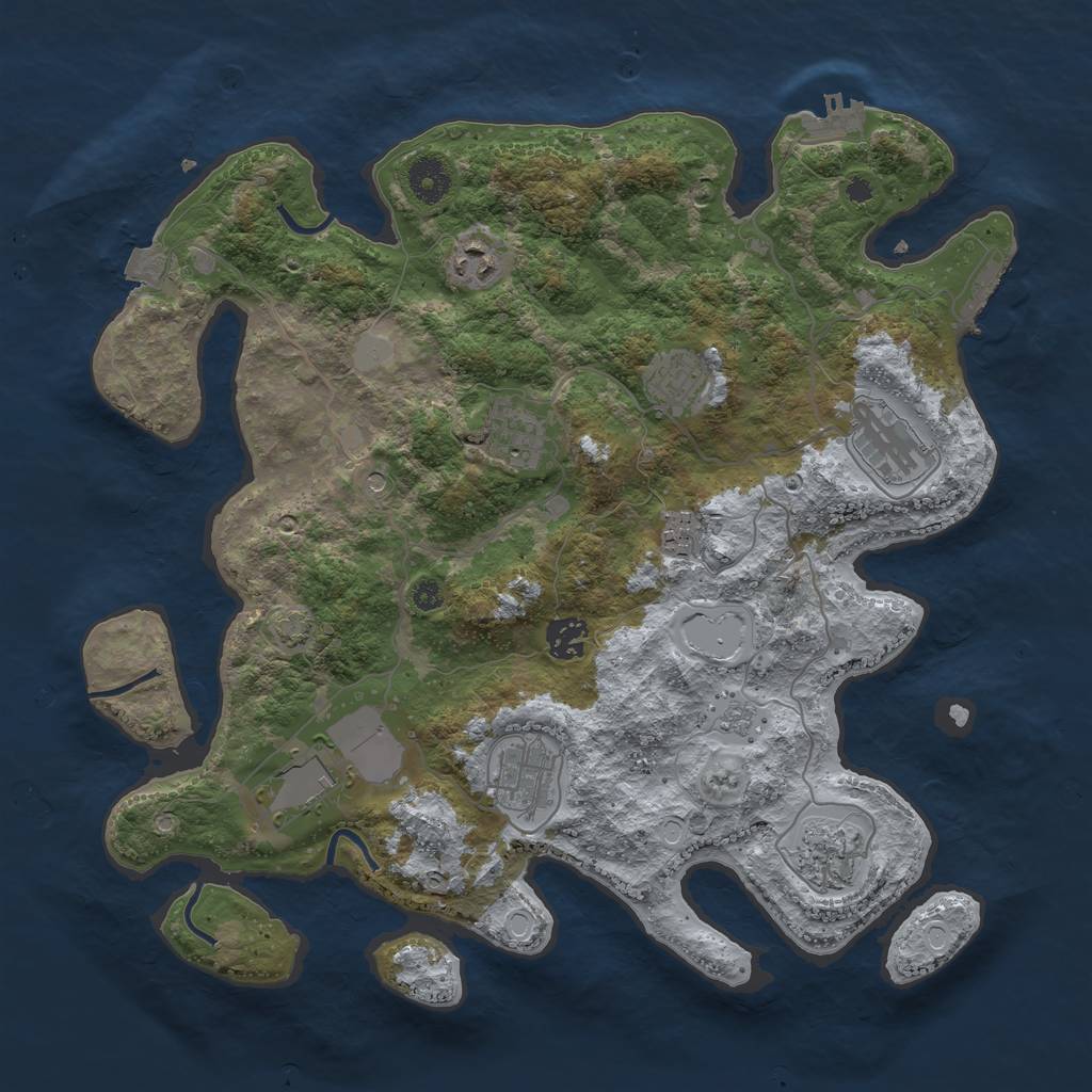 Rust Map: Procedural Map, Size: 3750, Seed: 156799840, 17 Monuments