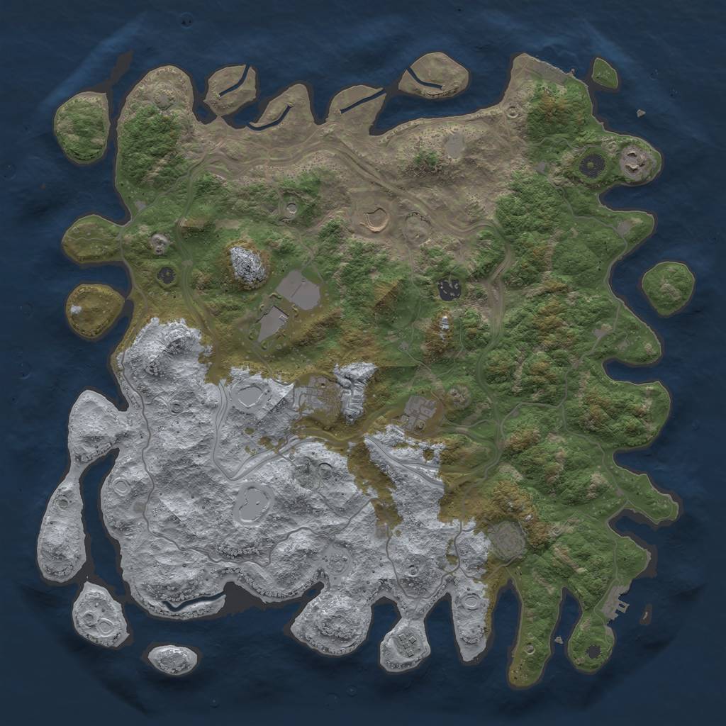 Rust Map: Procedural Map, Size: 4500, Seed: 890130508, 16 Monuments