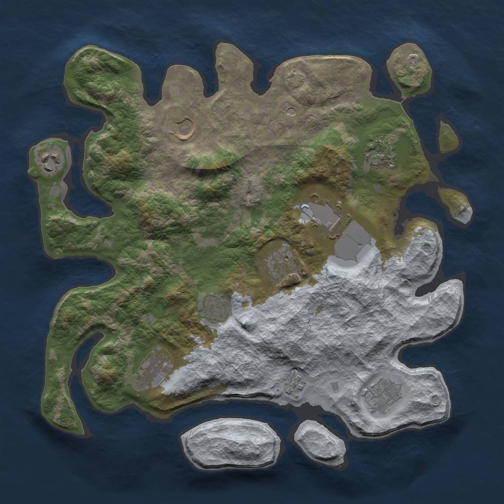 Rust Map: Barren, Size: 3500, Seed: 39744863, 13 Monuments