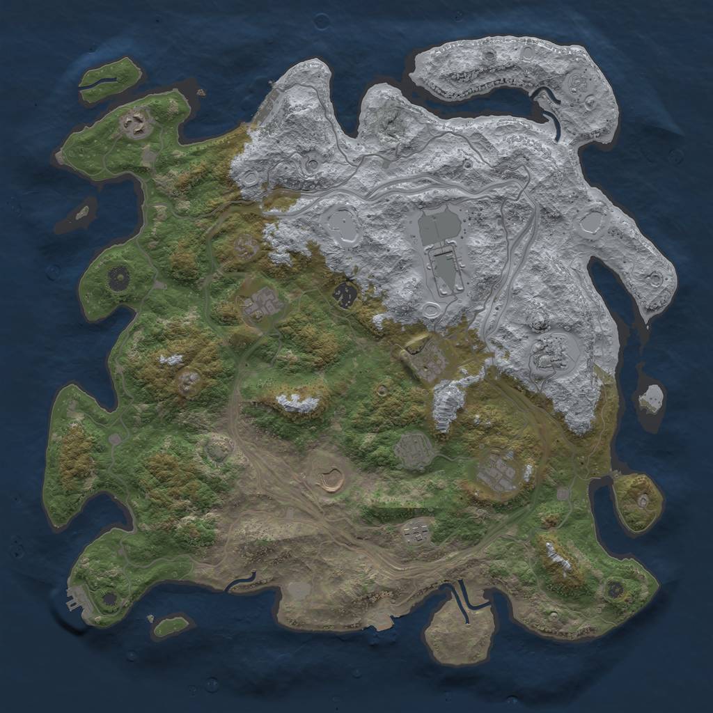 Rust Map: Procedural Map, Size: 4500, Seed: 1171163197, 18 Monuments