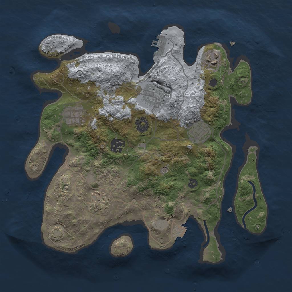 Rust Map: Procedural Map, Size: 3000, Seed: 15559, 12 Monuments