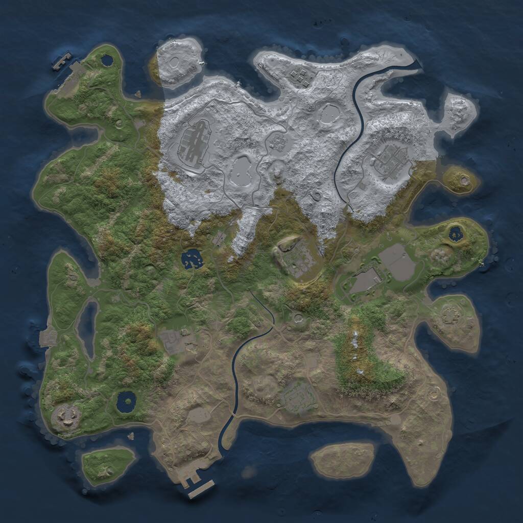 Rust Map: Procedural Map, Size: 3700, Seed: 1142830257, 15 Monuments