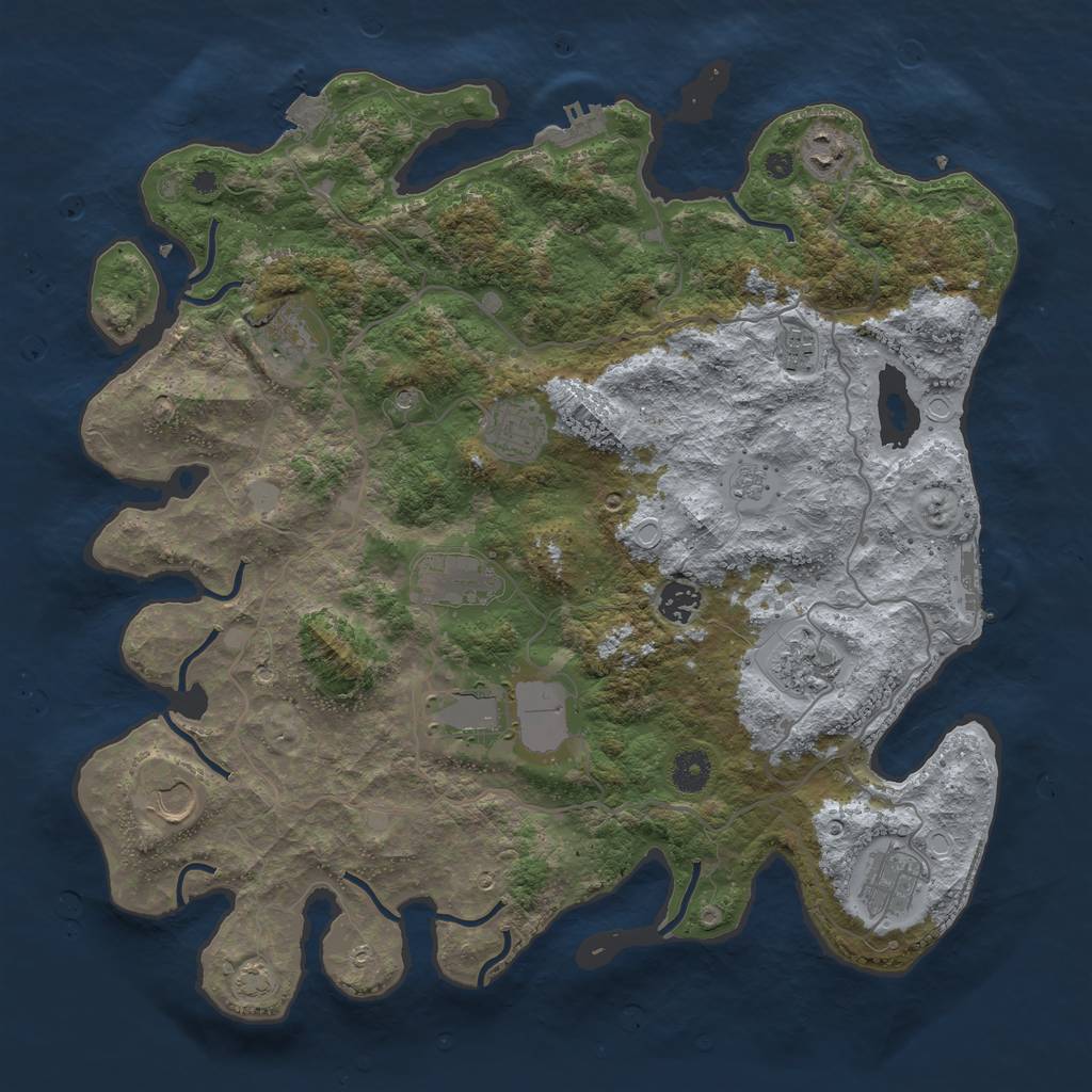 Rust Map: Procedural Map, Size: 4000, Seed: 771488715, 18 Monuments