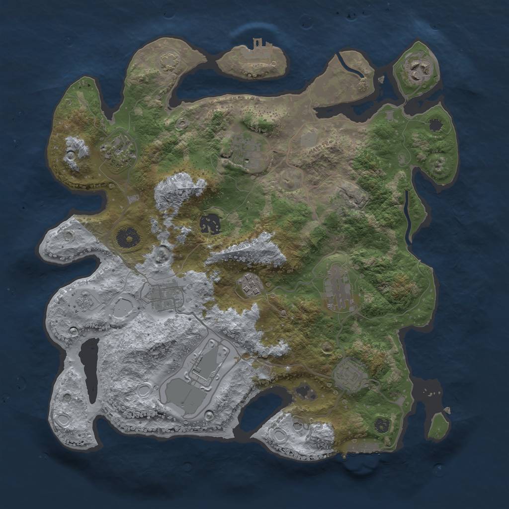 Rust Map: Procedural Map, Size: 3500, Seed: 30755631, 17 Monuments