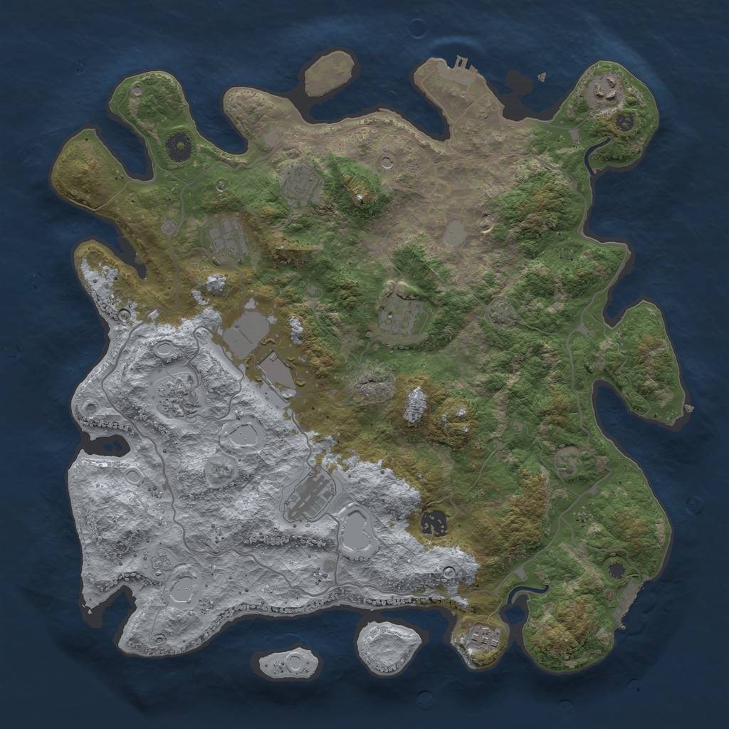 Rust Map: Procedural Map, Size: 4000, Seed: 38393935, 17 Monuments