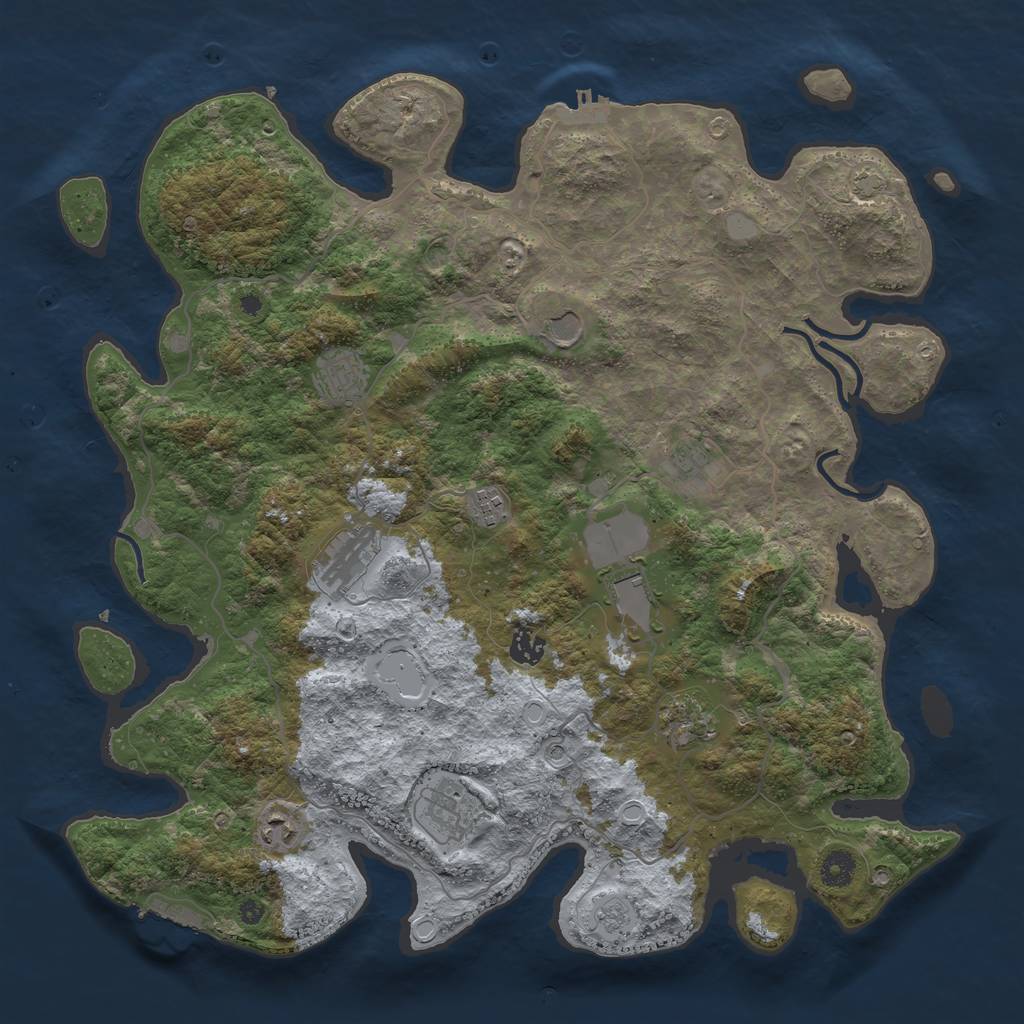 Rust Map: Procedural Map, Size: 4200, Seed: 2109429354, 18 Monuments