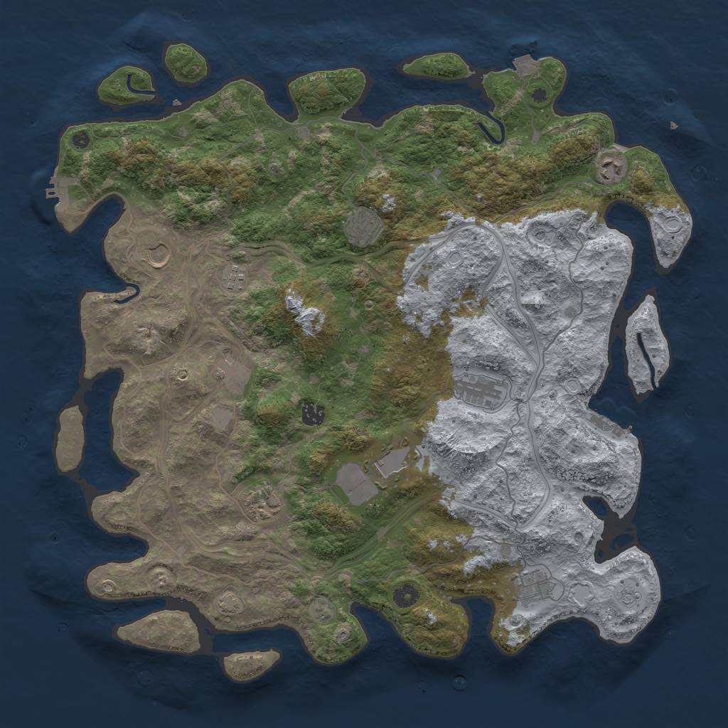 Rust Map: Procedural Map, Size: 4500, Seed: 2114982560, 18 Monuments