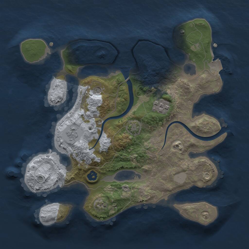 Rust Map: Procedural Map, Size: 2500, Seed: 905855862, 5 Monuments