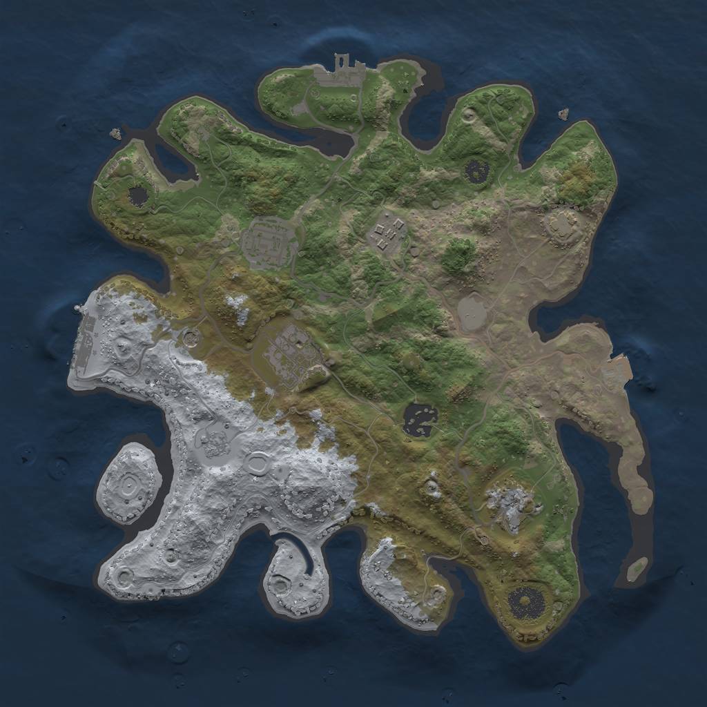 Rust Map: Procedural Map, Size: 3000, Seed: 2288557, 13 Monuments