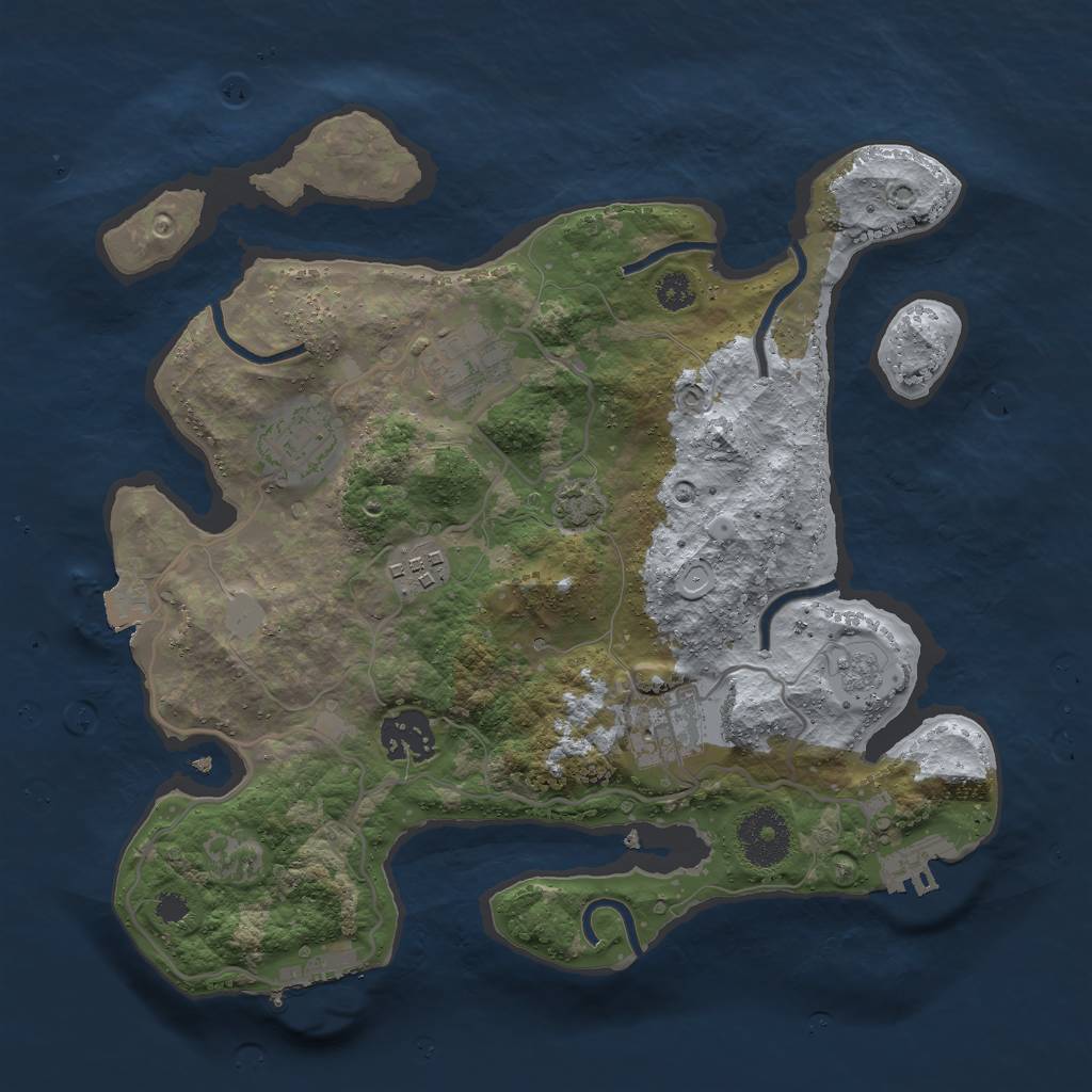 Rust Map: Procedural Map, Size: 3000, Seed: 15893, 12 Monuments