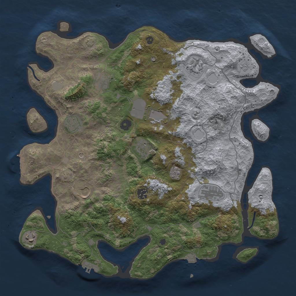 Rust Map: Procedural Map, Size: 4000, Seed: 894127885, 18 Monuments