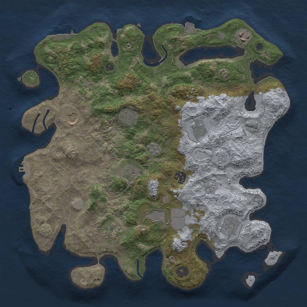 Rust Map: Procedural Map, Size: 3800, Seed: 2017288960, 18 Monuments