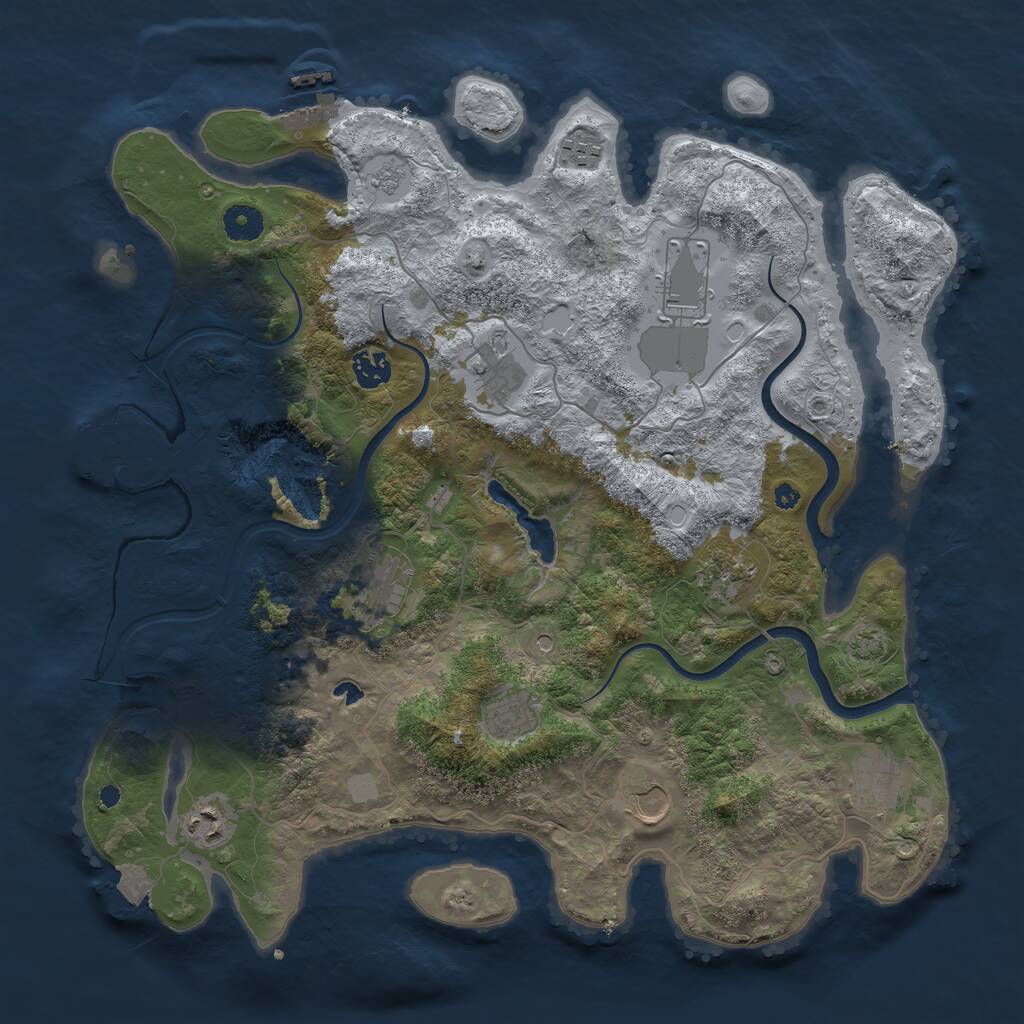 Rust Map: Procedural Map, Size: 4000, Seed: 457000, 16 Monuments